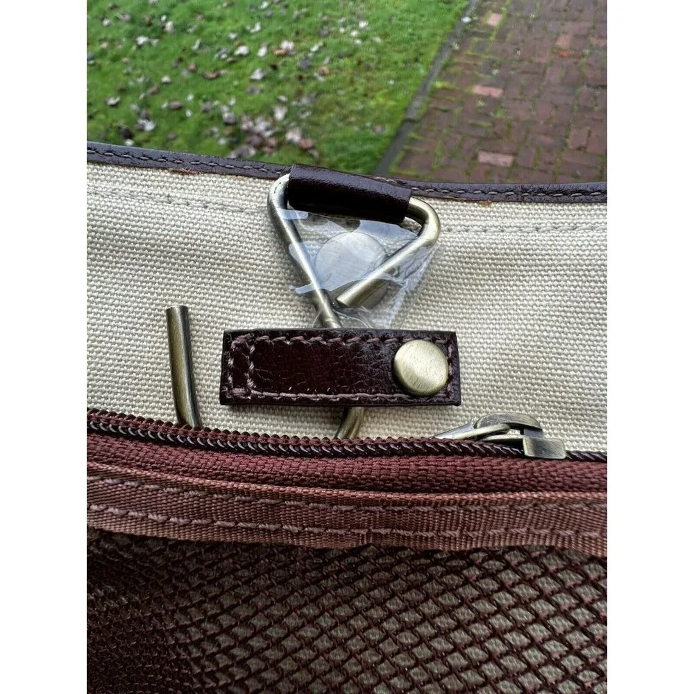 VTG Red Envelope‎ Leather Excursion Travel Case Bag Trifold Brown Tan Gold ~ NEW